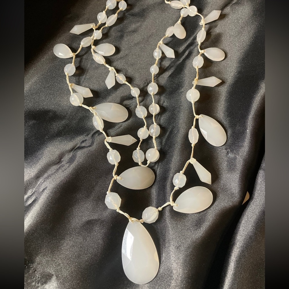 Joan Rivers White Opaline Abstract Necklace